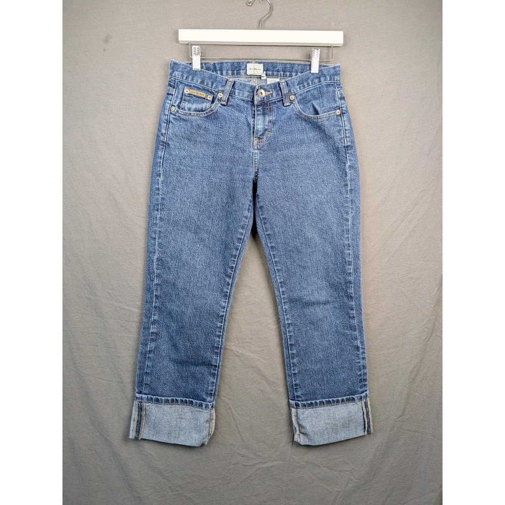 Calvin Klein Jeans Womens Size 4 Lean Cuffed Jean Dark Wash Blue WF15D20C
